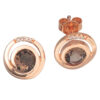 Ohrstecker rund 585 Gold Rotgold 8 Diamanten Brillanten 2 Rauchquarze braun – Bild 2