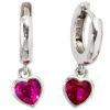 Kinder Creolen Herz 925 Sterling Silber 2 Zirkonia pink Ohrringe Kinderohrringe