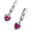 Kinder Creolen Herz 925 Sterling Silber 2 Zirkonia pink Ohrringe Kinderohrringe – Bild 2