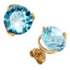 Ohrstecker rund 585 Gold Gelbgold 2 Blautopase hellblau blau Ohrringe – Bild 2