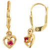 Kinder Boutons Herz 333 Gold Gelbgold 2 Glassteine rosa rosé Ohrringe Ohrhänger – Bild 2