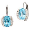 Boutons 585 Gold Weißgold 20 Diamanten 2 Blautopase blau Ohrringe Ohrhänger – Bild 2