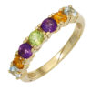 Damen Ring 333 Gold Gelbgold 2 Amethyste 2 Citrine 1 Peridot 2 Blautopase – Bild 2
