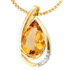 Anhänger Tropfen 585 Gold Gelbgold 4 Diamanten Brillanten 1 Citrin Goldanhänger – Bild 2