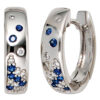 Creolen 585 Gold Weißgold 18 Diamanten Brillanten 14 Safire blau Ohrringe