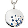 Anhänger rund 585 Gold Weißgold 10 Diamanten Brillanten 0,10ct. 14 blaue Safire – Bild 3
