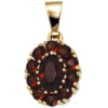 Anhänger oval 375 Gold Gelbgold 11 Granate rot Granatanhänger