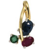 Anhänger 585 Gold Gelbgold bicolor 1 Rubin 1 blauer Safir 1 Smaragd