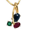 Anhänger 585 Gold Gelbgold bicolor 1 Rubin 1 blauer Safir 1 Smaragd – Bild 2