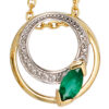 Anhänger rund 585 Gold Gelbgold 2 Diamanten 0,01ct. 1 Smaragd grün Goldanhänger – Bild 2