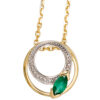 Anhänger rund 585 Gold Gelbgold 2 Diamanten 0,01ct. 1 Smaragd grün Goldanhänger – Bild 3