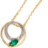 Anhänger rund 585 Gold Gelbgold 2 Diamanten 0,01ct. 1 Smaragd grün Goldanhänger – Bild 4