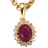 Anhänger 585 Gold Gelbgold 16 Diamanten 0,16ct. 1 Rubin rot Goldanhänger – Bild 2
