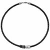 Collier Halskette Leder mit Edelstahl und Kautschuk 45 cm Kette Lederkette
