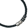 Collier Halskette Leder mit Edelstahl und Kautschuk 45 cm Kette Lederkette – Bild 2