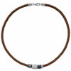 Collier Halskette Leder braun mit Edelstahl teilplattiert 45 cm Kette Lederkette