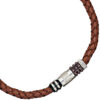 Collier Halskette Leder braun mit Edelstahl teilplattiert 45 cm Kette Lederkette – Bild 2