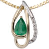 Anhänger 585 Gelbgold bicolor 6 Diamanten Brillanten 1 Smaragd grün Goldanhänger – Bild 2