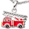 Kinder Anhänger Feuerwehrauto rot 925 Silber Feuerwehr Kinderanhänger – Bild 2