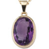 Anhänger oval 585 Gold Gelbgold 1 Amethyst violett lila Goldanhänger – Bild 2