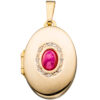 Medaillon oval 333 Gold Gelbgold Zirkonia 1 Rubin pink zum Öffnen für 2 Fotos – Bild 4