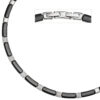 Collier Halskette aus schwarzer Keramik mit Edelstahl und Zirkonia 47 cm Kette – Bild 2
