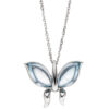 Collier Kette mit Anhänger Schmetterling 585 Weißgold 2 Blautopase blau 45 cm