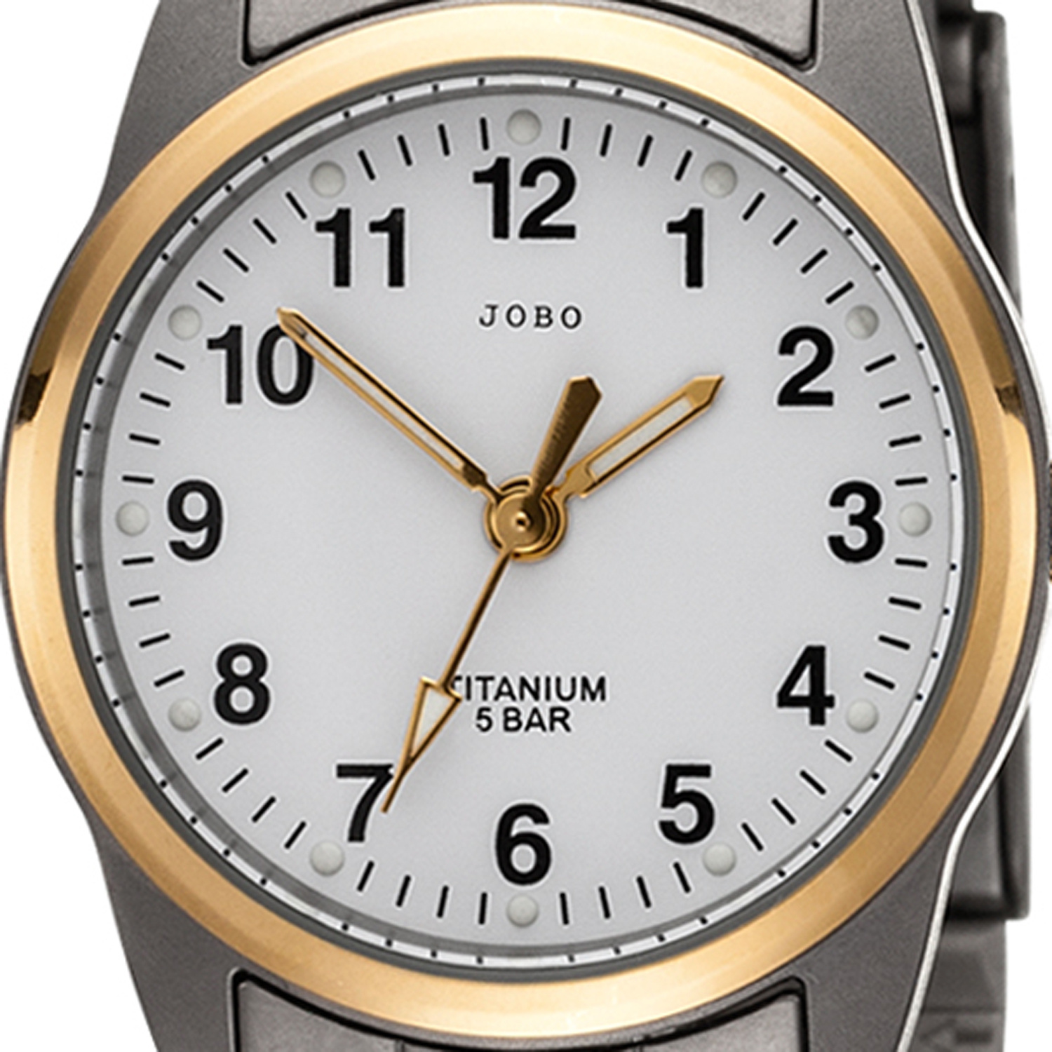 bicolor Armbanduhr JOBO Titan vergoldet Damen Analog Quarz Damenuhr