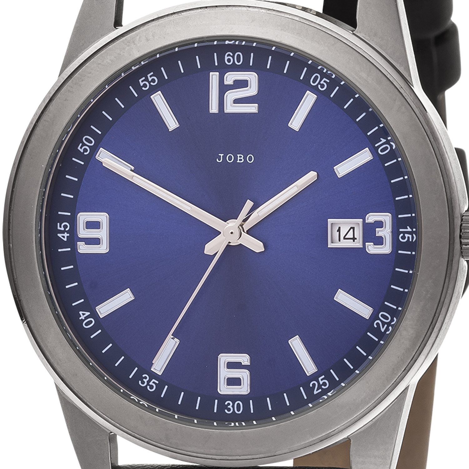 Analog JOBO Titan Armbanduhr blau Herren Datum Herrenuhr schwarz Quarz Lederband
