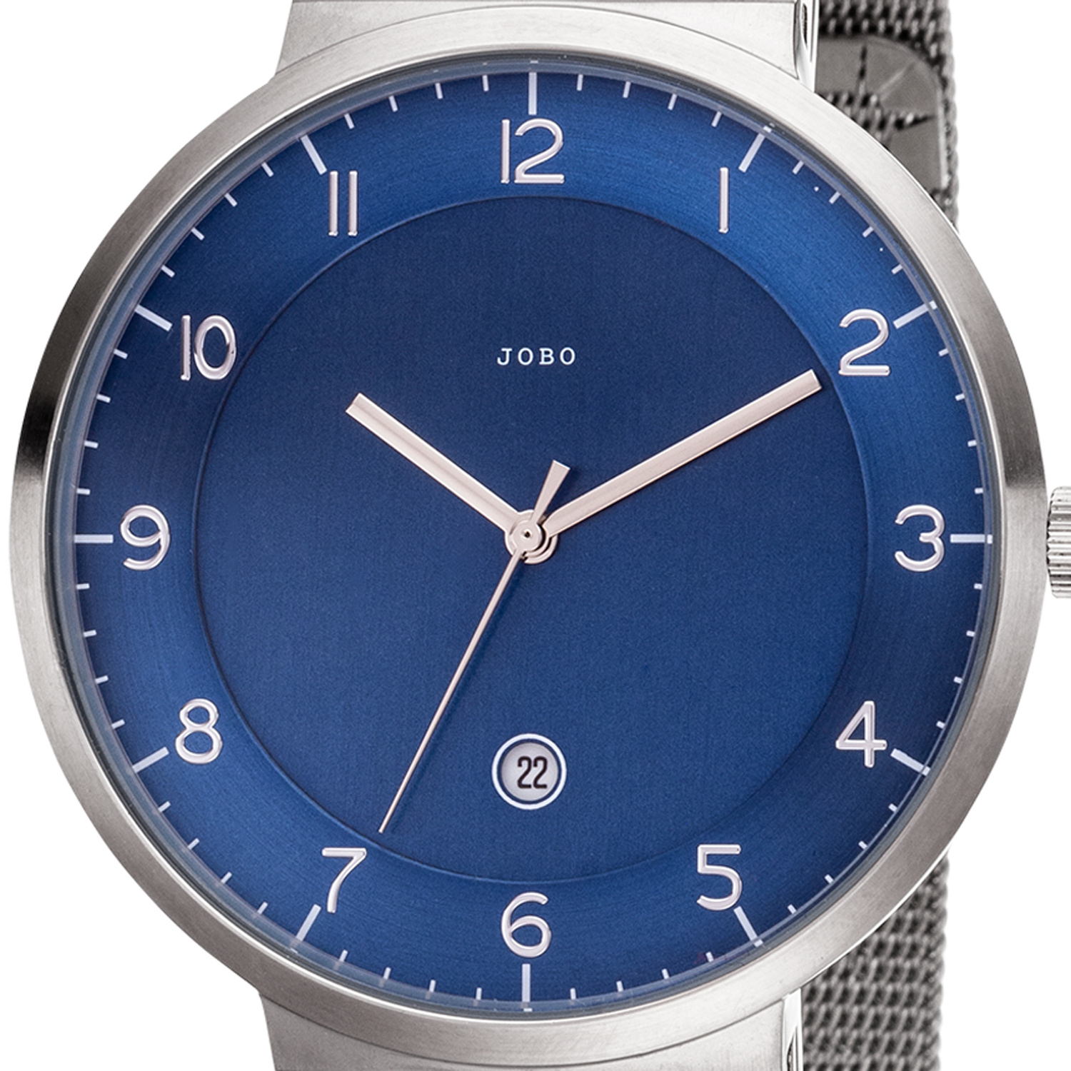 JOBO Herren Edelstahl Datum Armbanduhr Analog Quarz Herrenuhr blau