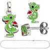 Kinder Schmuck-Set Kleiner Drache 925 Silber grün lackiert mit Kette 42 cm – Bild 2