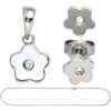 Kinder Schmuck-Set Blume 925 Silber mit Zirkonia Anhänger Ohrringe Kette 38 cm – Bild 2
