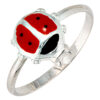 Kinder Schmuck-Set Marienkäfer 925 Silber Anhänger Ohrringe Ring Kette 38 cm – Bild 3