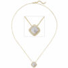 Kette mit Anhänger 925 Silber gold vergoldet Perlmutt Einlage 28 Zirkonia 45 cm