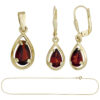 Schmuck-Set 333 Gold Gelbgold 3 Granate rot Ohrringe und Kette 42 cm – Bild 2