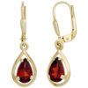 Schmuck-Set 333 Gold Gelbgold 3 Granate rot Ohrringe und Kette 42 cm – Bild 3