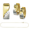 Schmuck-Set 333 Gold Gelbgold bicolor 7 Zirkonia Ohrringe und Kette 42 cm – Bild 2