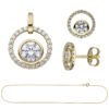 Schmuck-Set 333 Gold Gelbgold mit Zirkonia Ohrstecker und Kette 45 cm – Bild 2