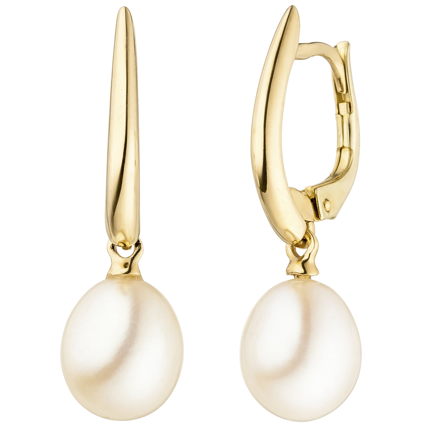 2 Süßwasser Ohrringe Perlen Perlenohrringe Ohrhänger 585 Gelbgold Gold