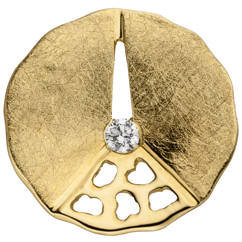 Anhänger 585 Gold Gelbgold eismatt 1 Diamant Brillant Diamantanhänger